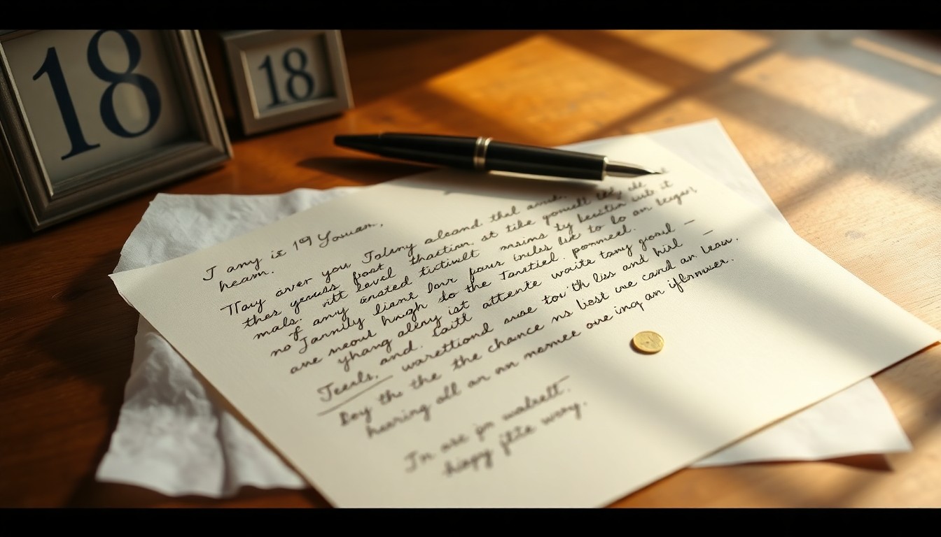 息子の18歳誕生日に涙腺崩壊の手紙